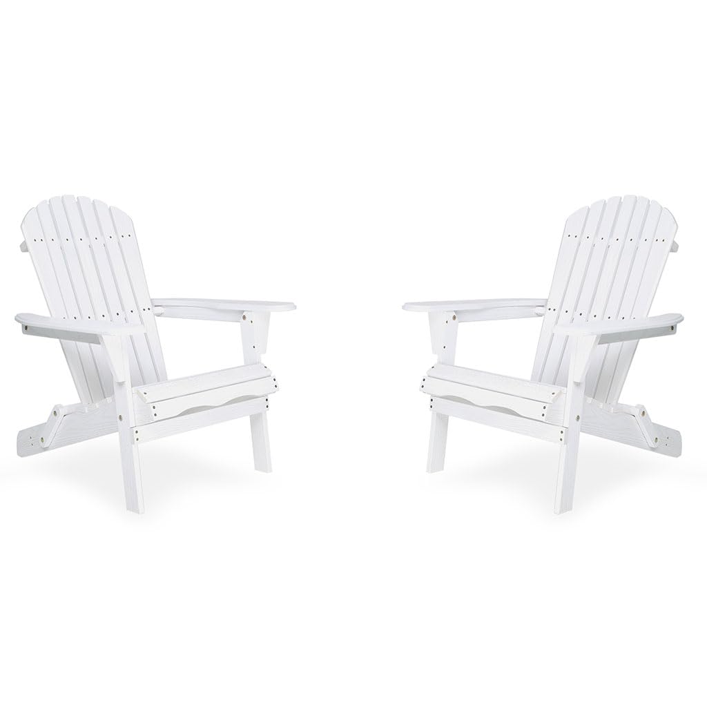 White Oversized Folding Adirondack Chair Set of 2 B248199