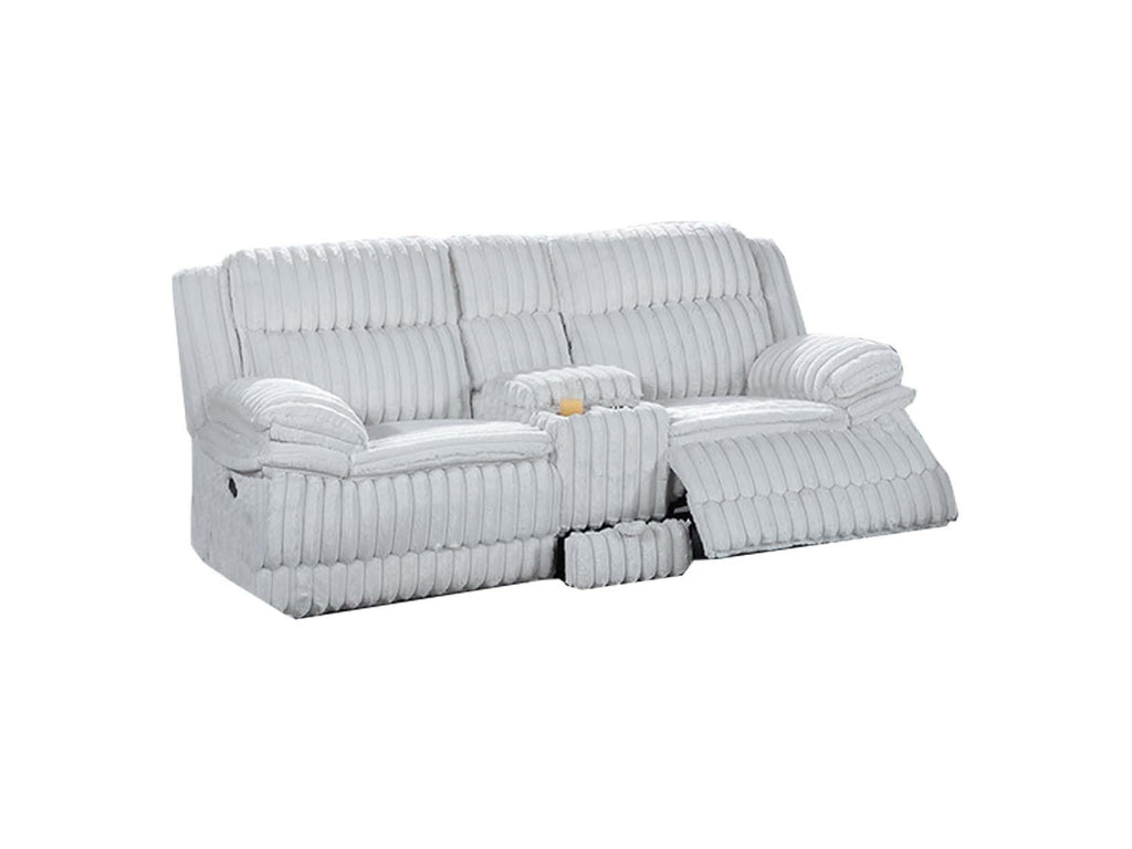 Light Gray Corduroy Reclining Loveseat with Console Drawer I62982