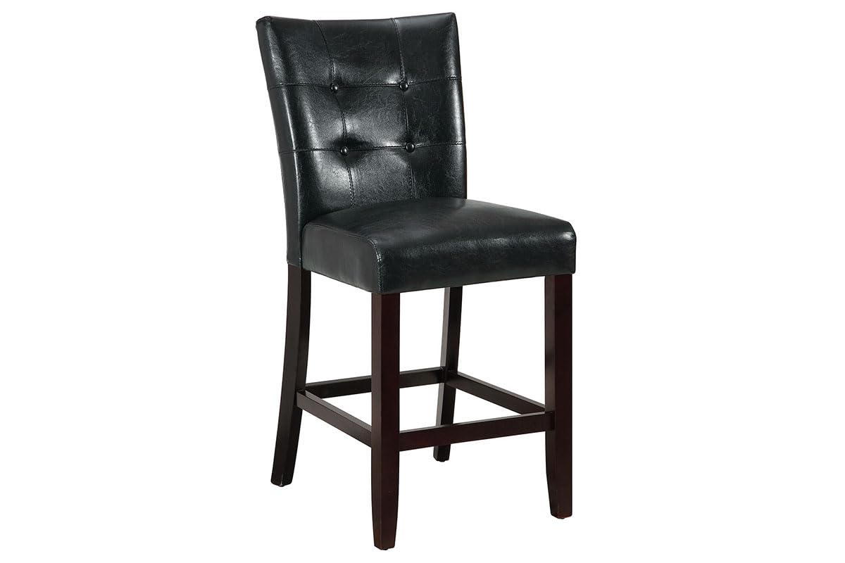 Set of 2 Black Faux Leather Tufted Counter Height Dining Chairs K79415