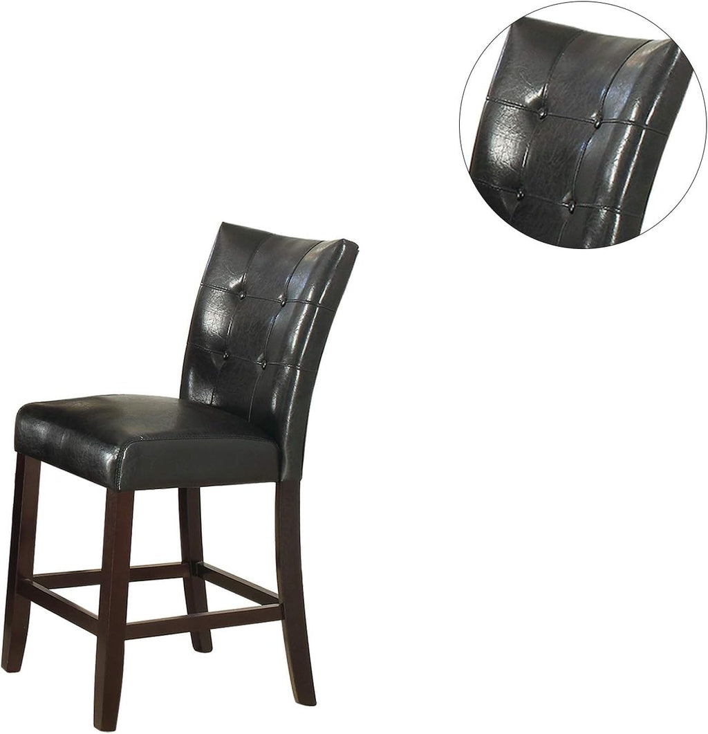 Set of 2 Black Faux Leather Tufted Counter Height Dining Chairs K79415