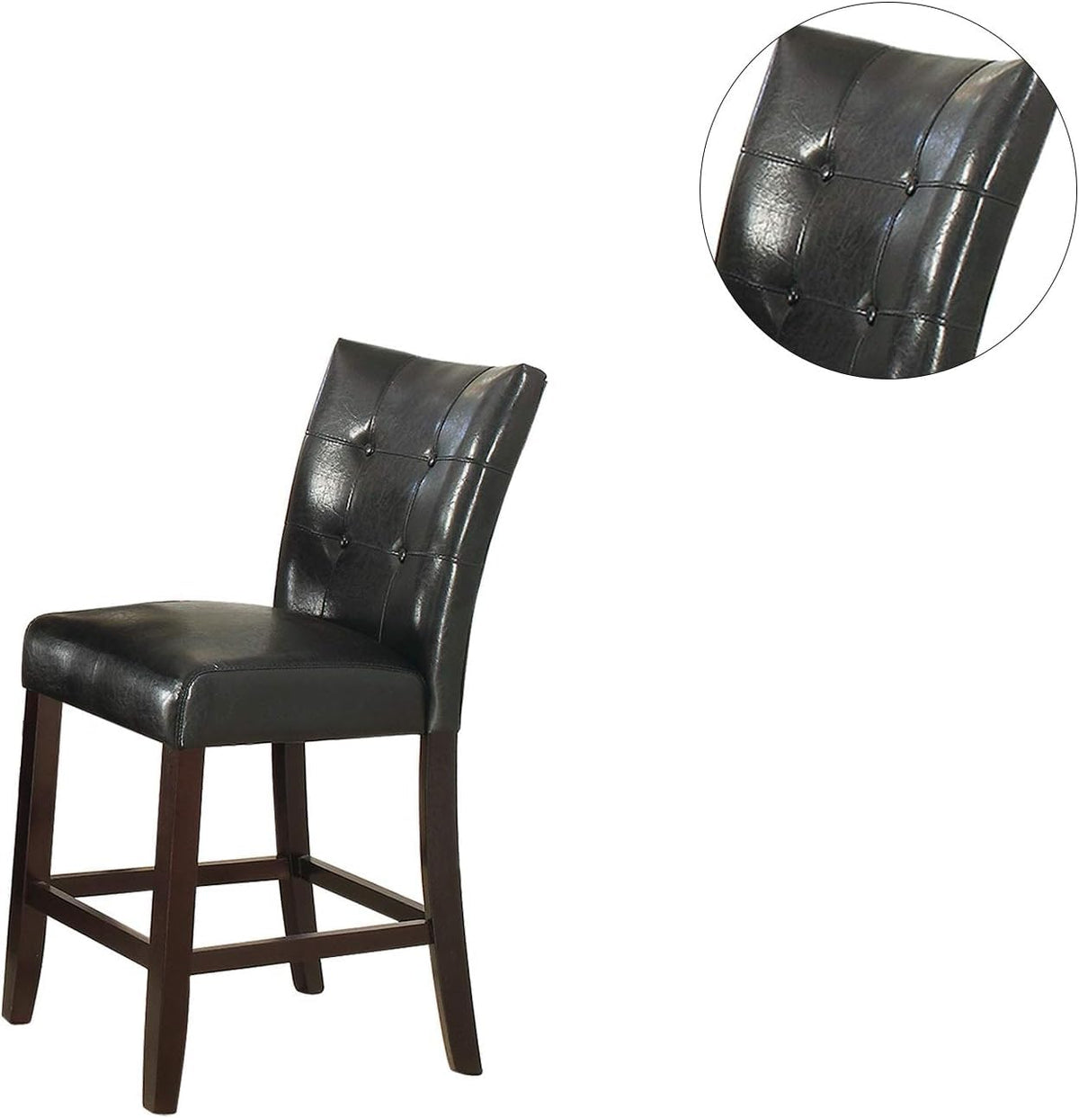 Set of 2 Black Faux Leather Tufted Counter Height Dining Chairs K79415