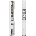 White Tall Slim Bathroom Storage Cabinet with 2 Doors 1 Drawer O533
