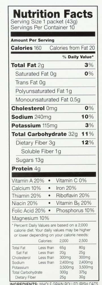 Instant Irish Oatmeal Maple Brown Sugar 10 ct 3 pk Y175554