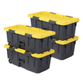 20-Gallon Heavy Duty Stackable Lidded Storage Bins with Wheels, 4 Pack I966