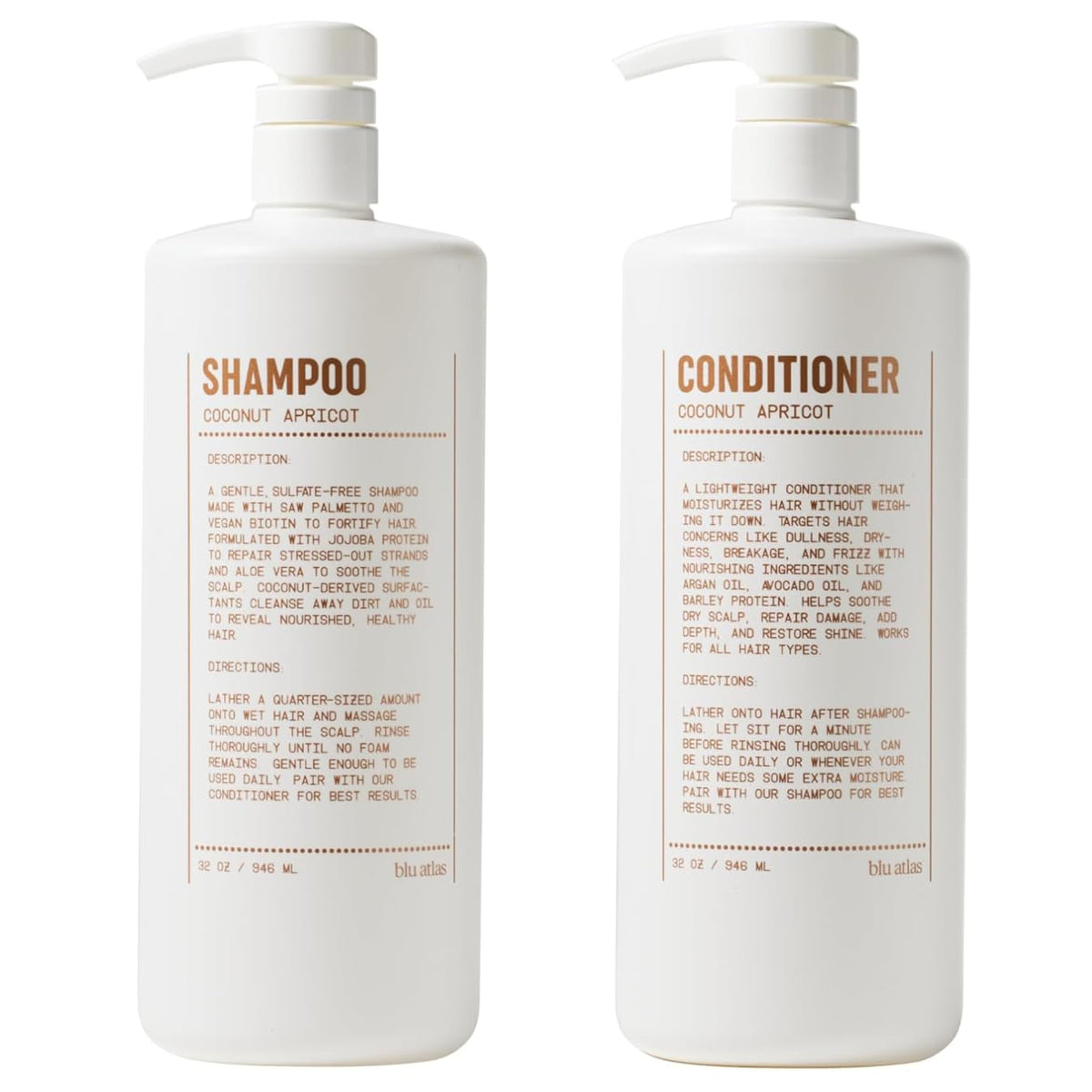 Shampoo and Conditioner Bundle Coconut Apricot 32 oz X6749