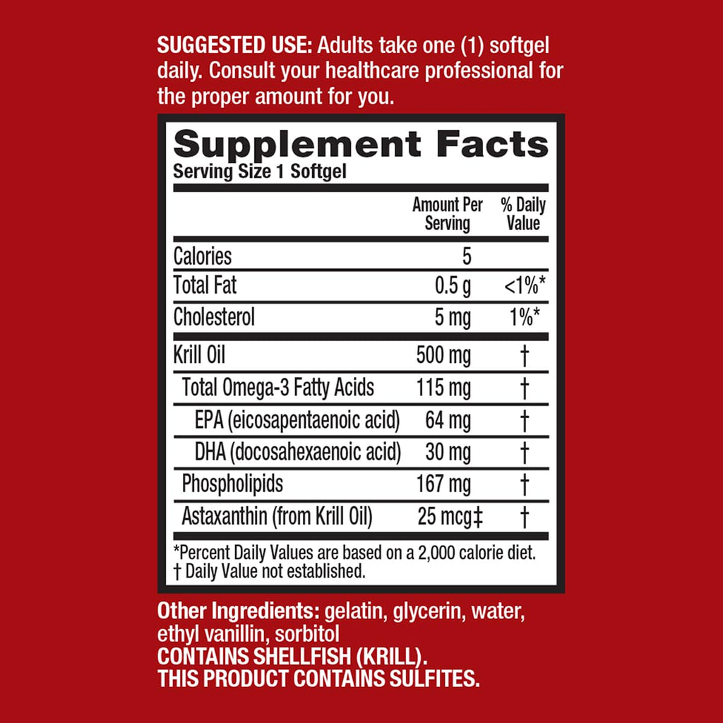 500mg Omega-3 Krill Oil Softgels 80 Count 2 Pack E569844