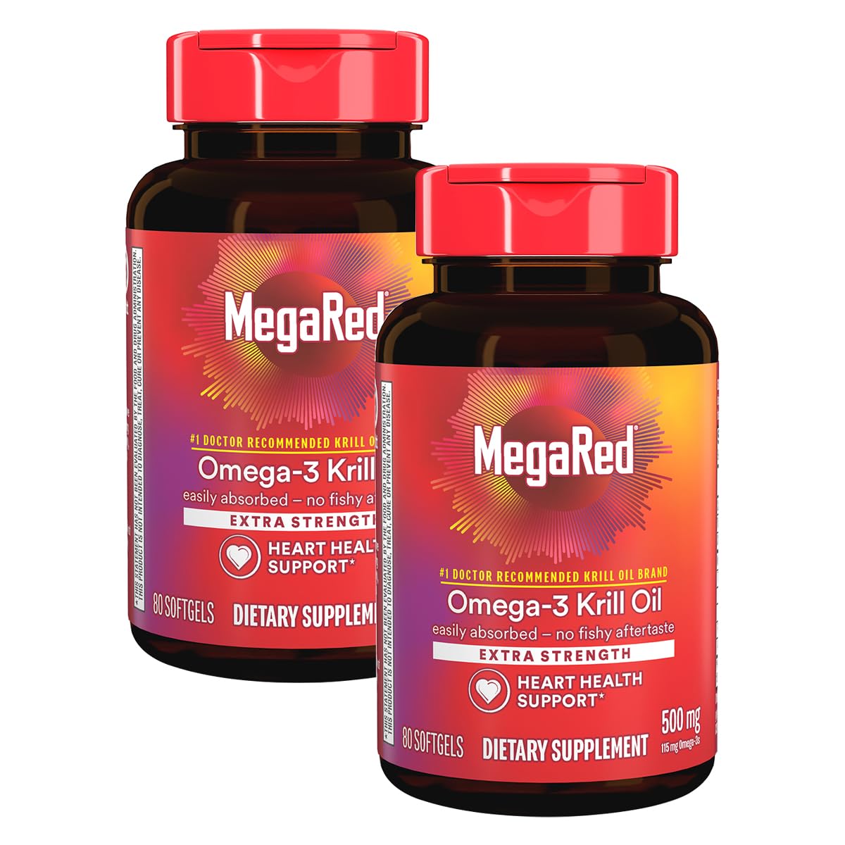 500mg Omega-3 Krill Oil Softgels 80 Count 2 Pack E569844