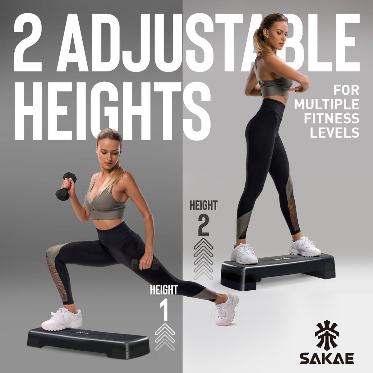 Adjustable Aerobic Stepper Kit with Dumbbells & Kettlebell & Weightlifting Belt & Measuring Tape O801425