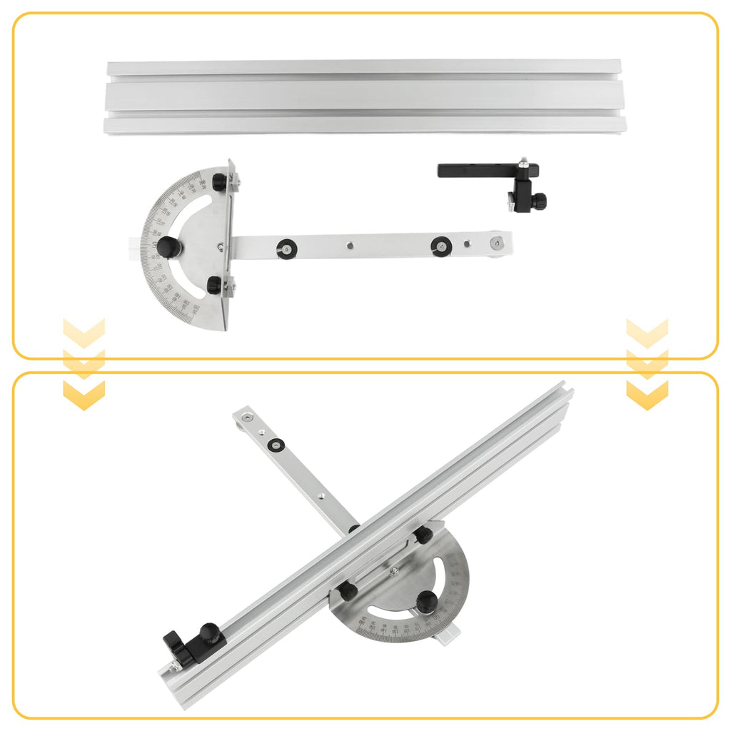 Table Saw Miter Gauge System with Miter Fence, 120° Angle Stops Adjustable, 250mm O765