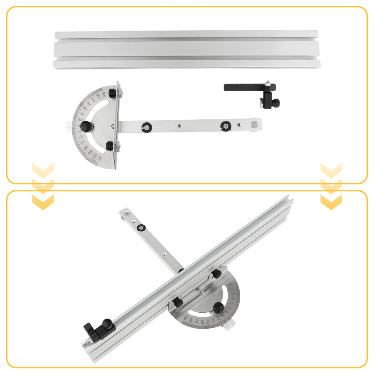 Table Saw Miter Gauge System with Miter Fence, 120° Angle Stops Adjustable, 250mm O765