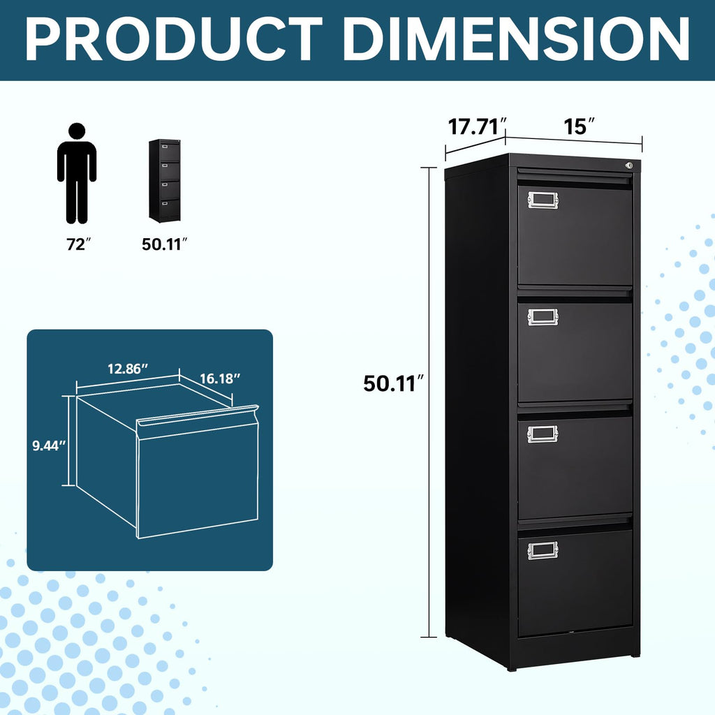 4 Drawer Metal File Cabinet with Lock A431