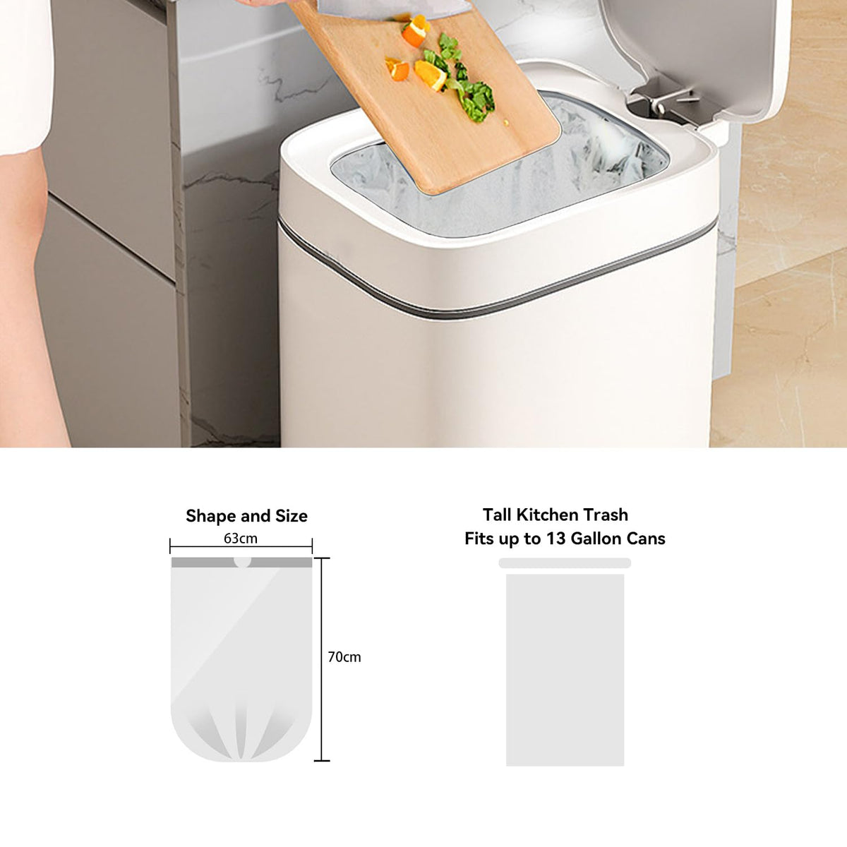 13 Gallon White Unscented Drawstring Trash Bags G250