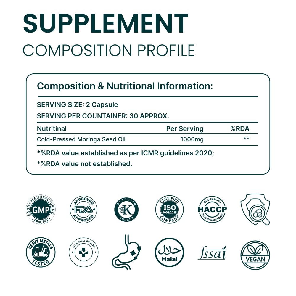 Moringa Seed Oil 1000mg 60 Capsules Q89167