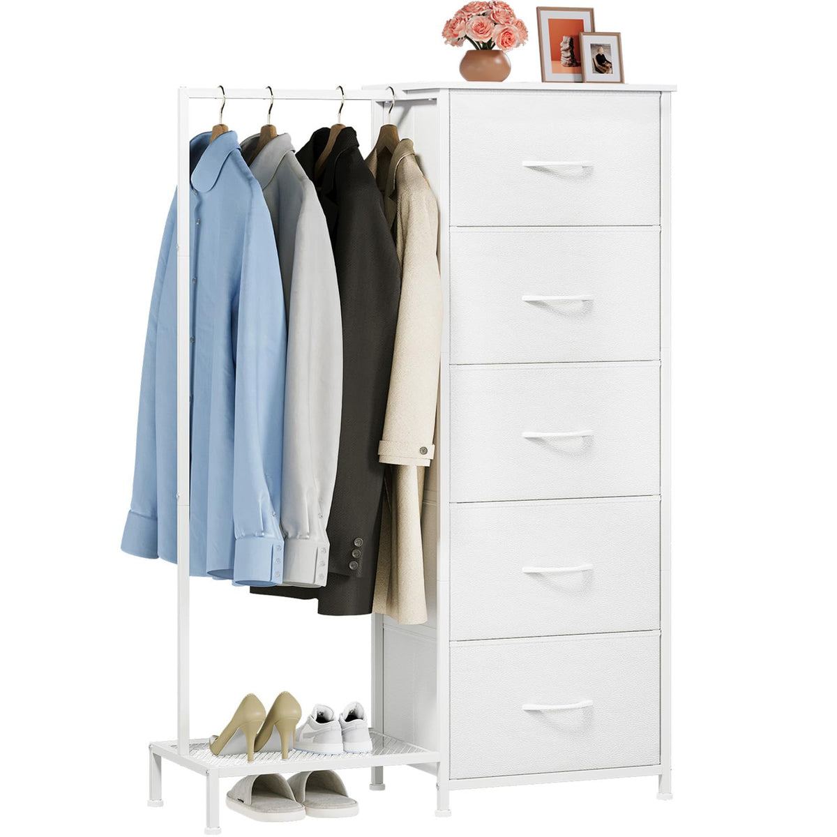 Dresser with Hanging Rack, 5 Drawers F4301