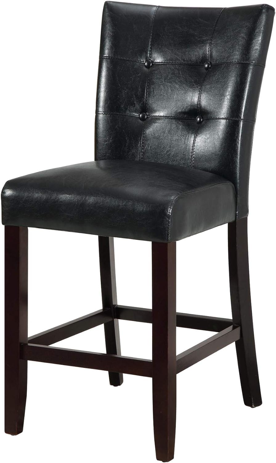 Set of 2 Black Faux Leather Tufted Counter Height Dining Chairs K79415