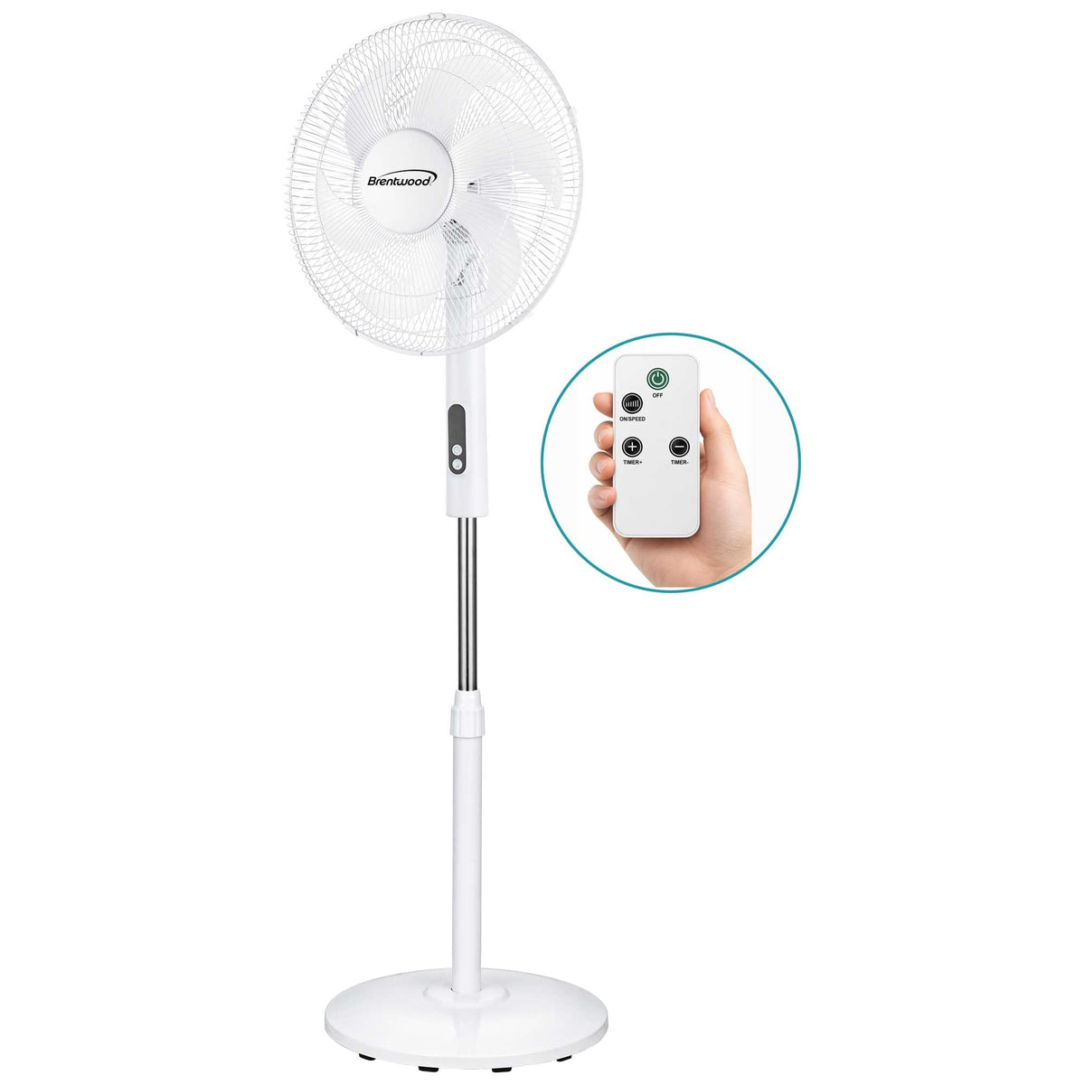 16” Oscillating Stand Fan with Remote, White O613