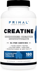 Creatine Monohydrate Capsules 3,000mg 180 Capsules Gluten-Free J7634