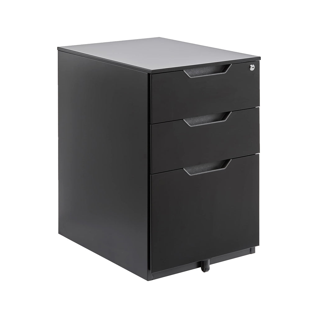 3-Drawer Black Mobile File Cabinet with Lock P9840