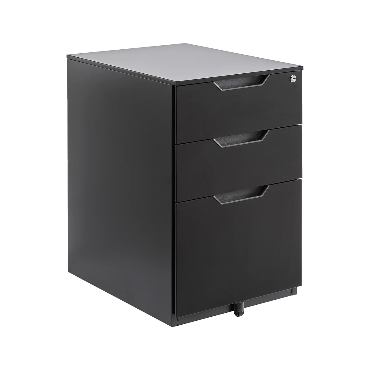 3-Drawer Black Mobile File Cabinet with Lock P9840