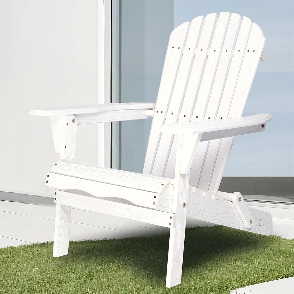 White Oversized Folding Adirondack Chair Set of 2 B248199