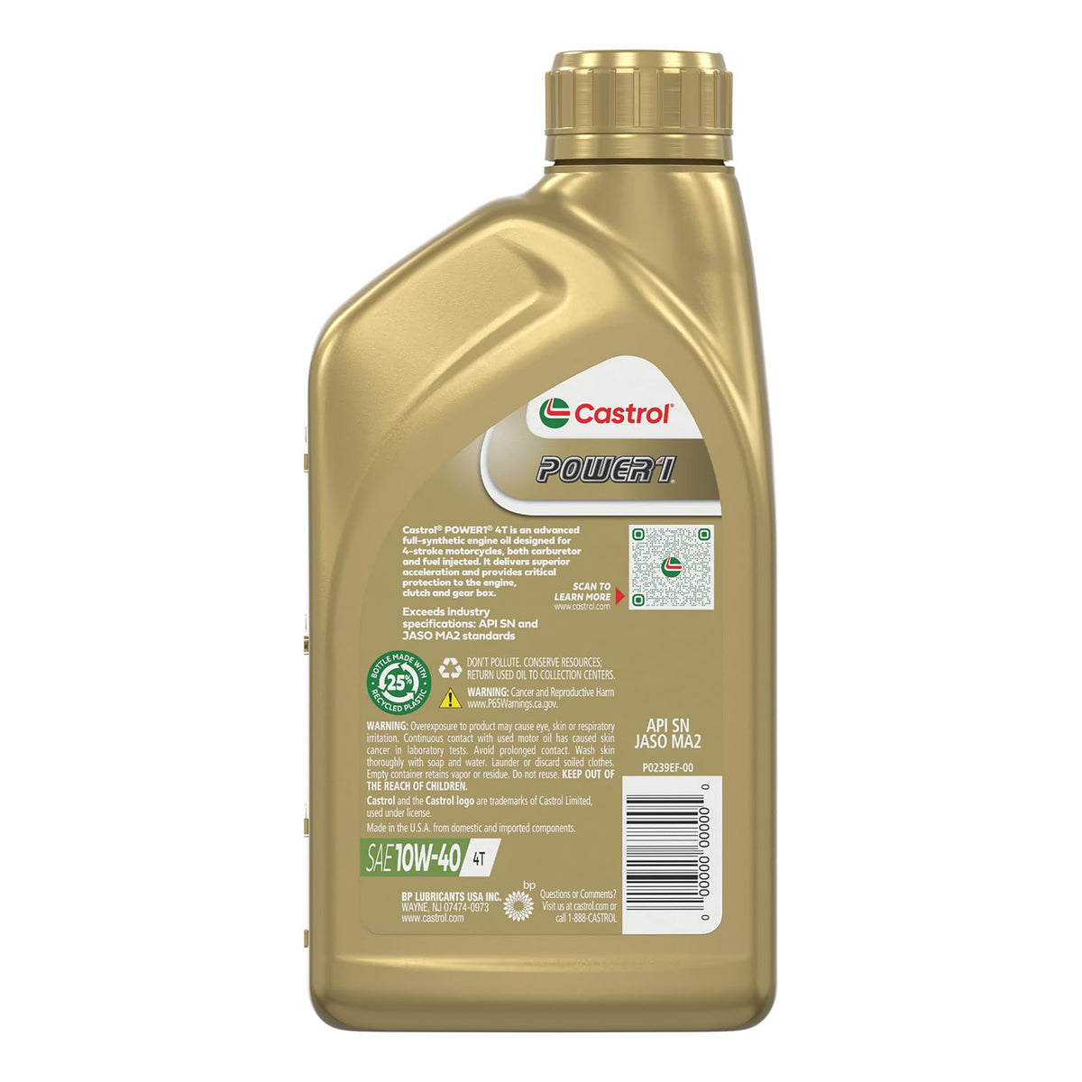 10W-40 Full Synthetic Motorcycle Oil, 1 Quart, Pack of 6 T876081