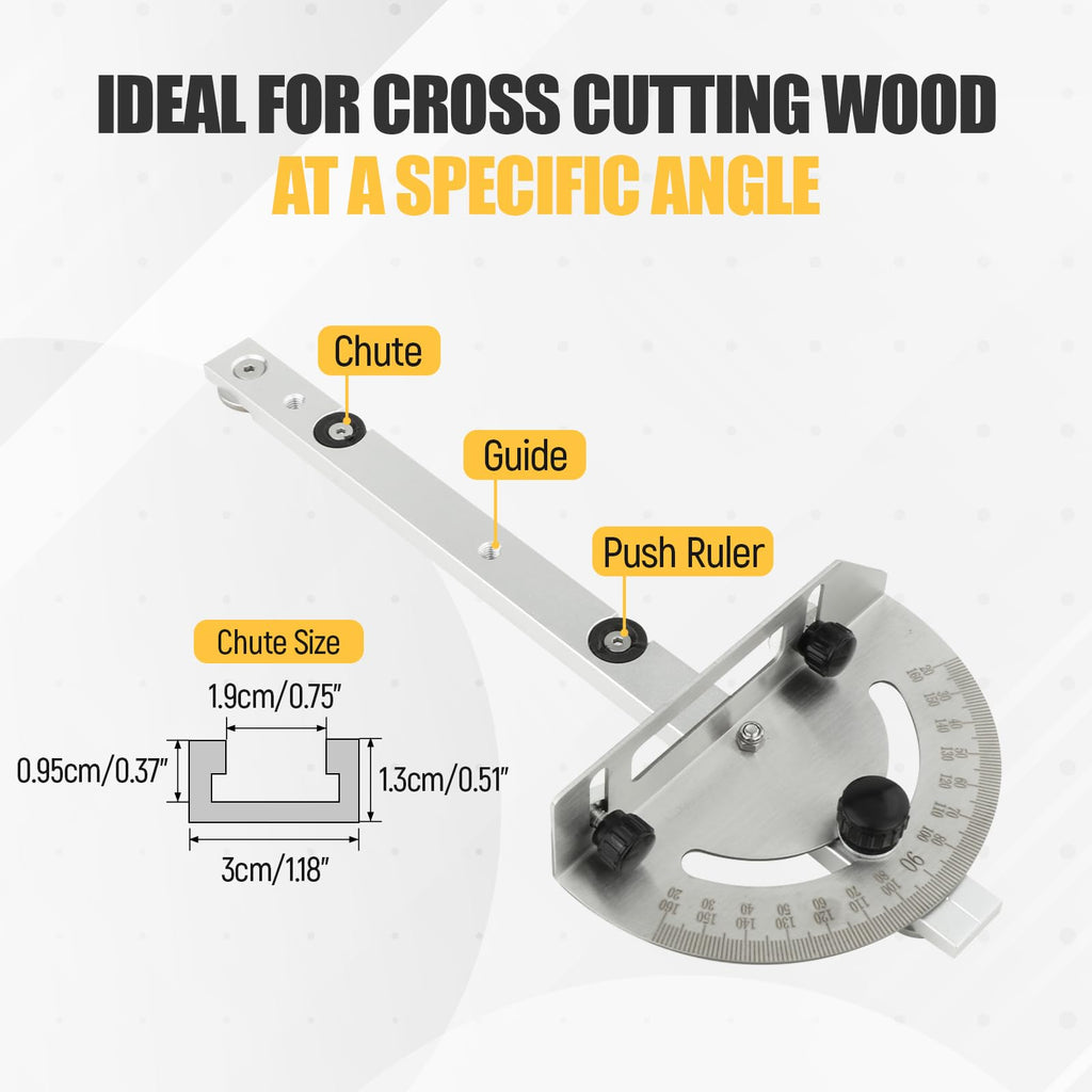 Table Saw Miter Gauge System with Miter Fence, 120° Angle Stops Adjustable, 250mm O765