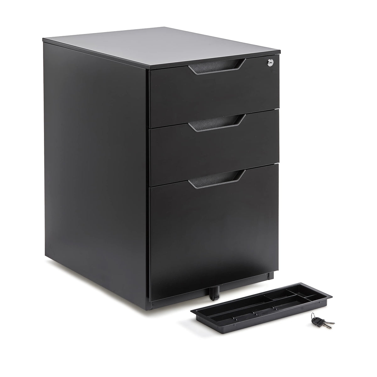 3-Drawer Black Mobile File Cabinet with Lock P9840