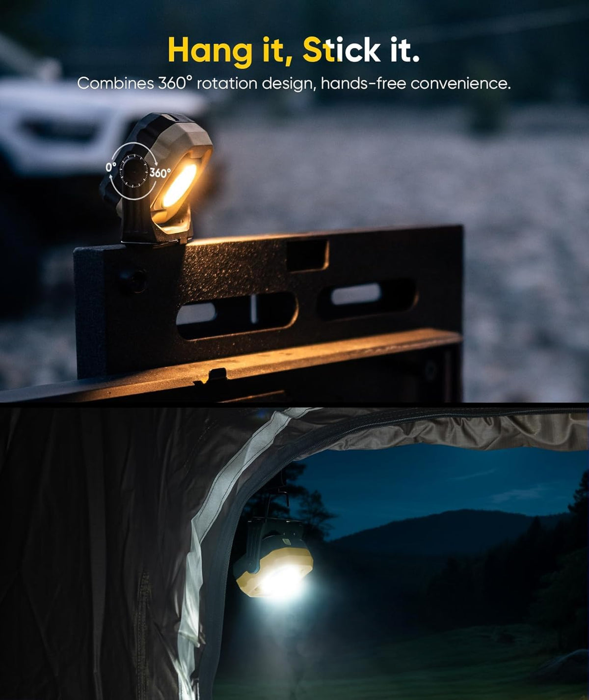 Magnetic IPX4 Waterproof 4000mAh LED Work Light 2 Pack Y428