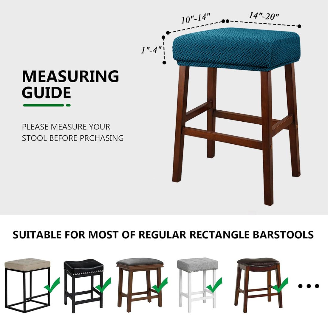 Set of 4 Deep Teal Jacquard Stretch Stool Covers C5239
