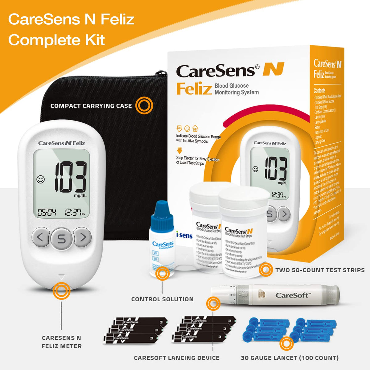 Blood Glucose Monitoring Kit with 100 Test Strips and 100 Lancets S173