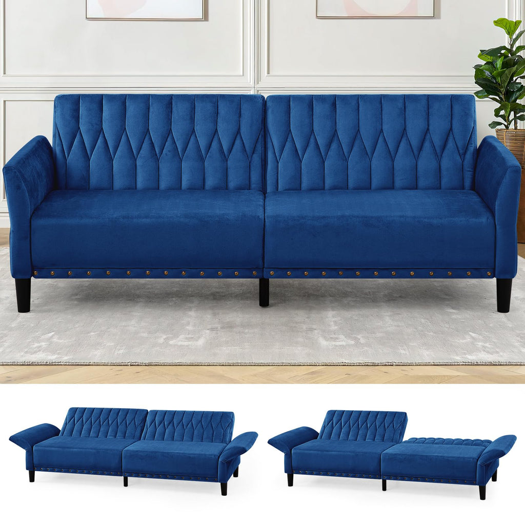 Blue Velvet Sofa Bed O54457