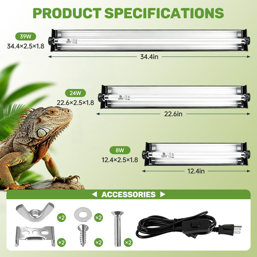 8W 10.0 UVA UVB Reptile Light Fixture J178