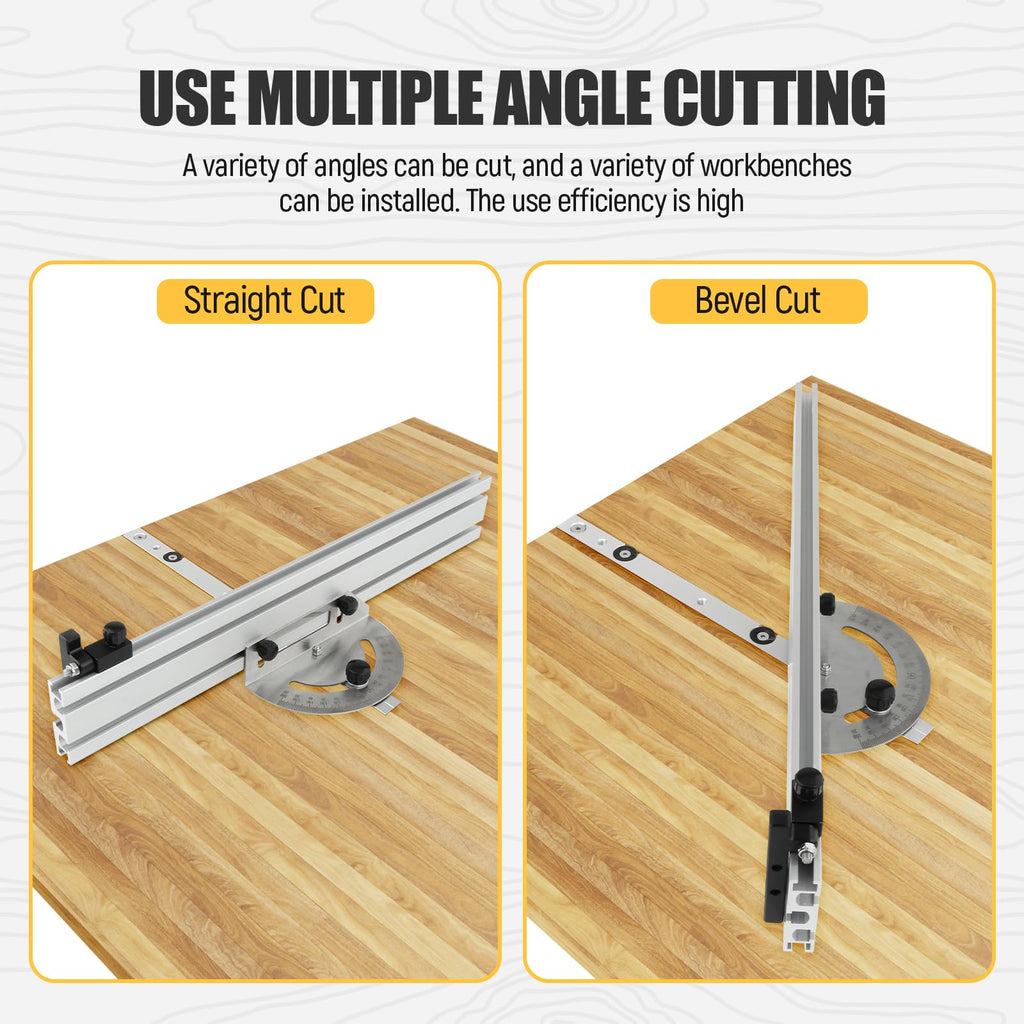 Table Saw Miter Gauge System with Miter Fence, 120° Angle Stops Adjustable, 250mm O765