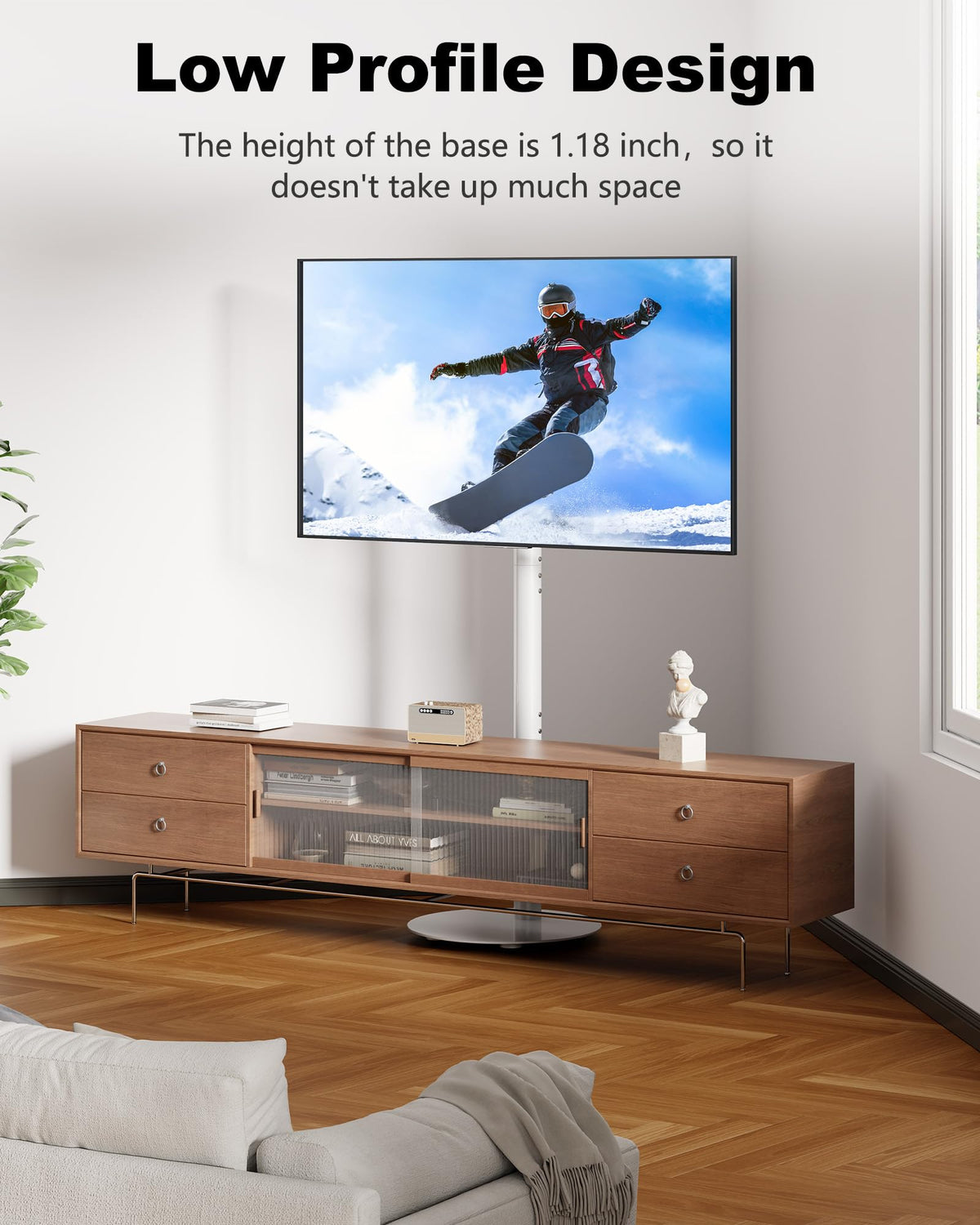 White Rolling TV Stand for 32-55 Inch TVs R793998