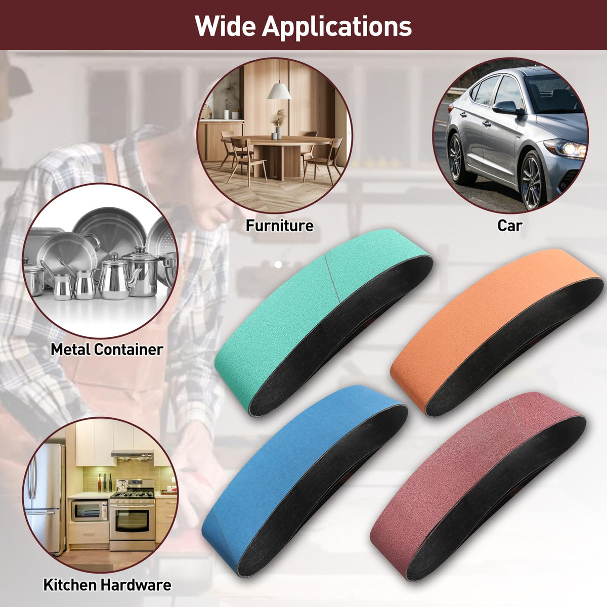 4" x 36" Assorted Grits 12 Pcs Aluminum Oxide Sanding Belts P971214