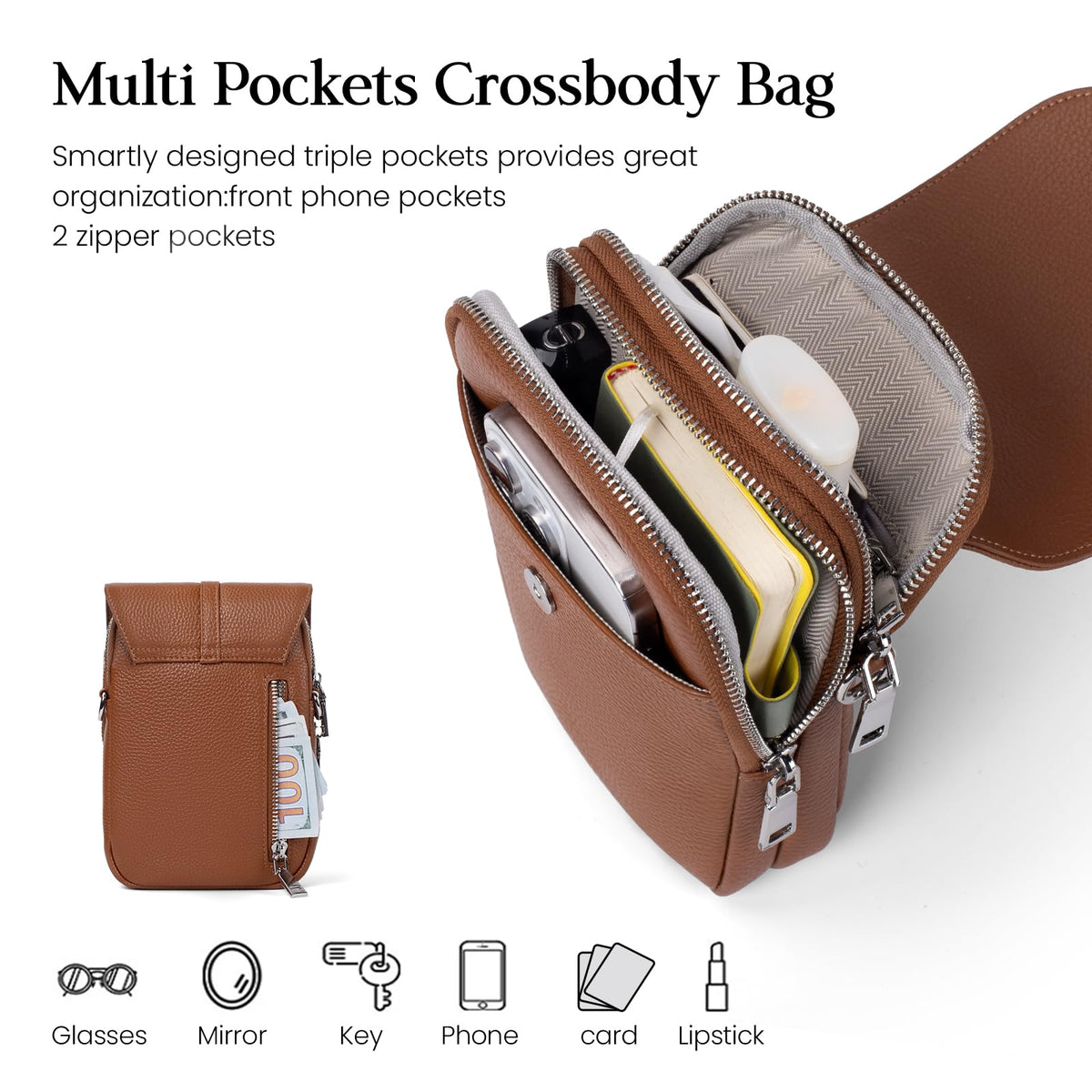 Small Genuine Leather Crossbody Bag R419