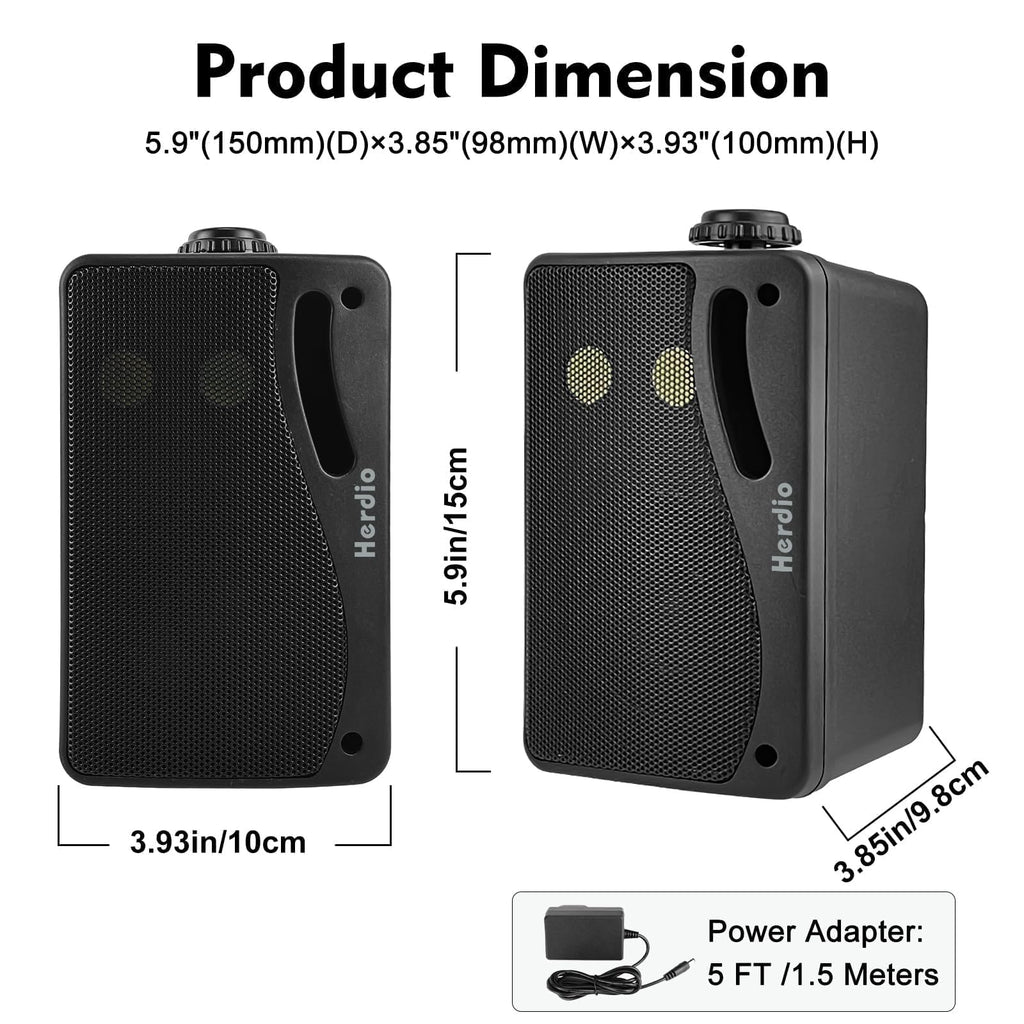 3.5" 200W Outdoor Bluetooth Speakers, IP44 Waterproof, Black, 2-Pack F27836