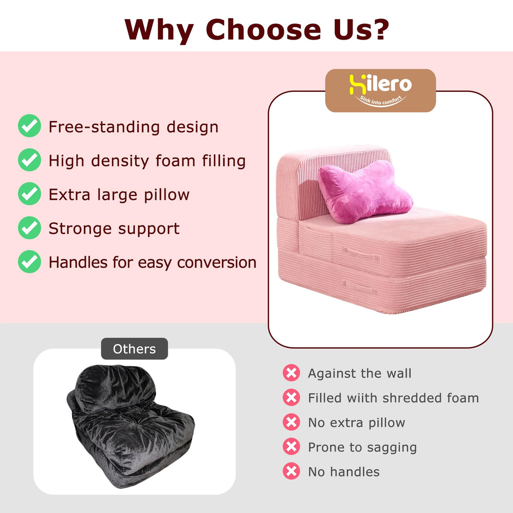 Pink Folding Convertible Sofa Bed G837422