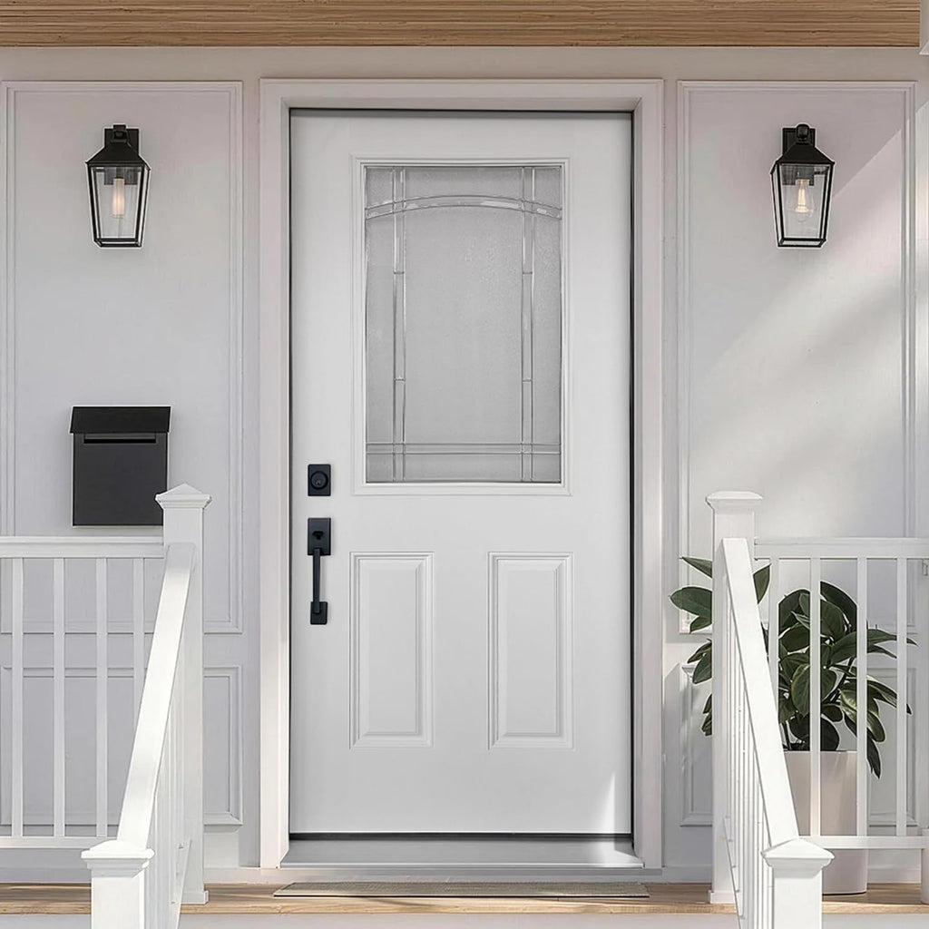 White Fiberglass Prehung 36" x 80" Entry Door H7793