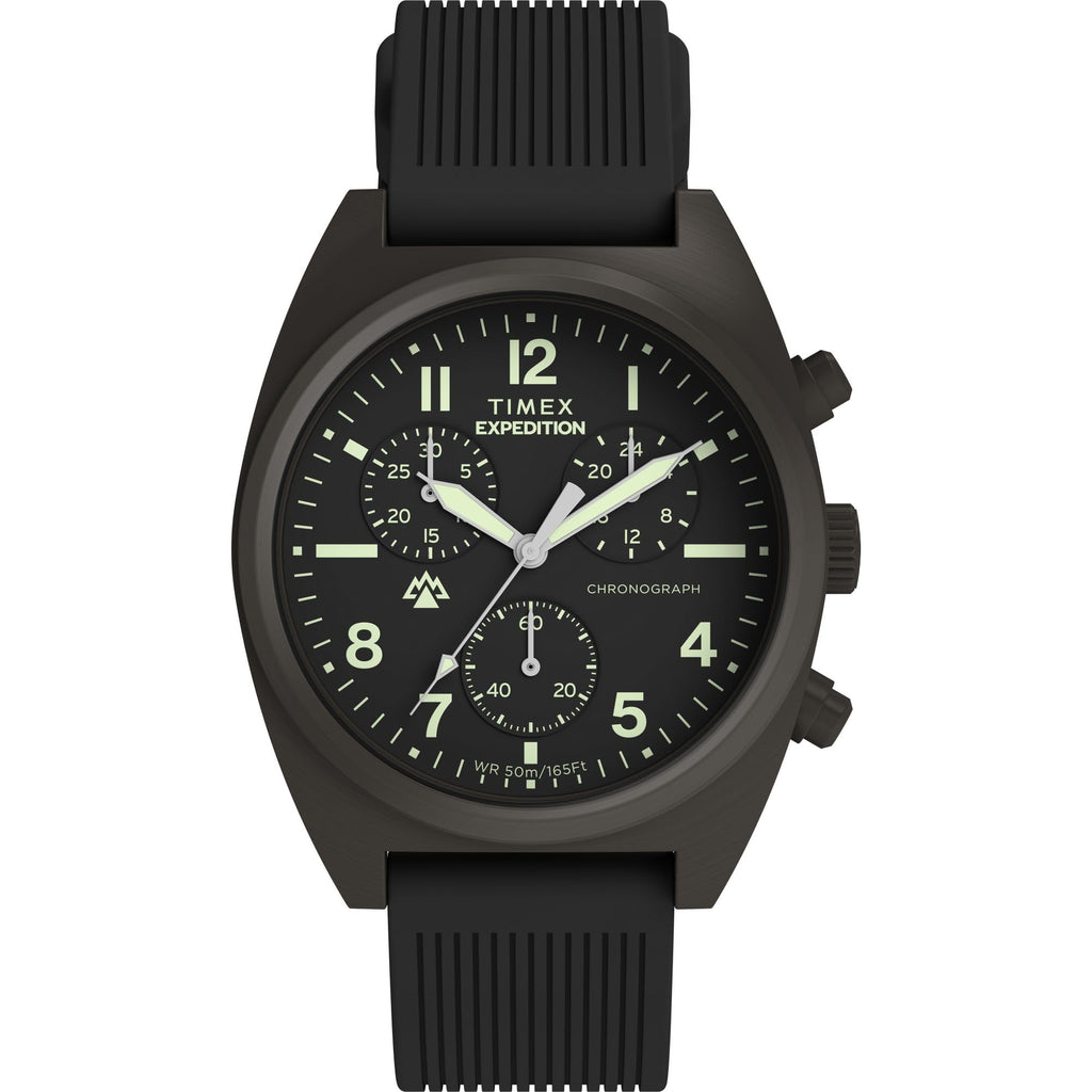 Men's Chronograph 41mm Watch Black Dial Gunmetal Case H698