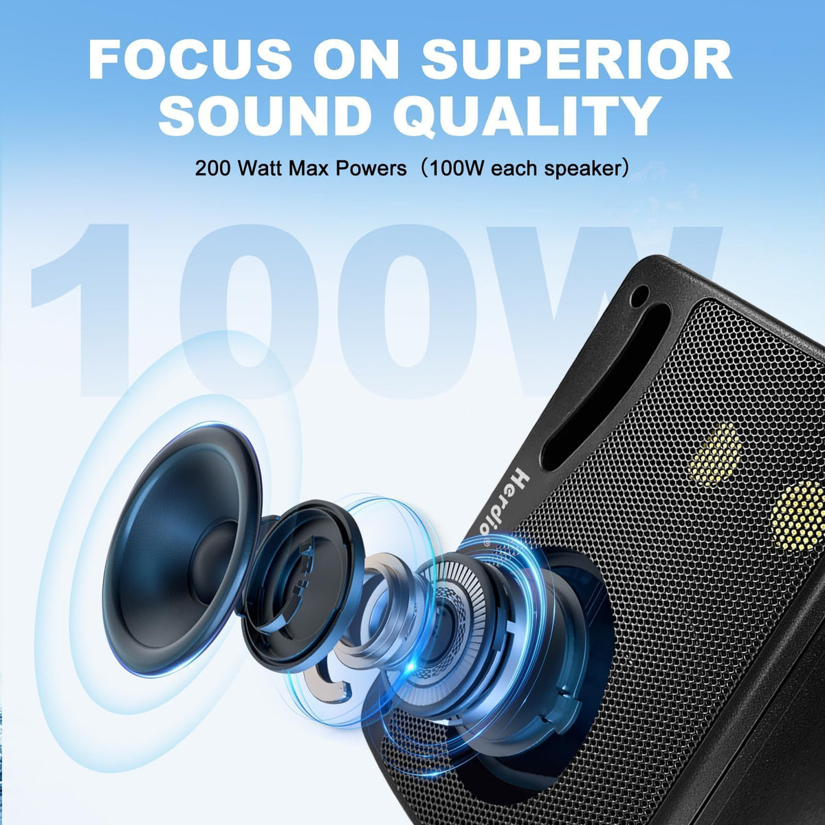 3.5" 200W Outdoor Bluetooth Speakers, IP44 Waterproof, Black, 2-Pack F27836