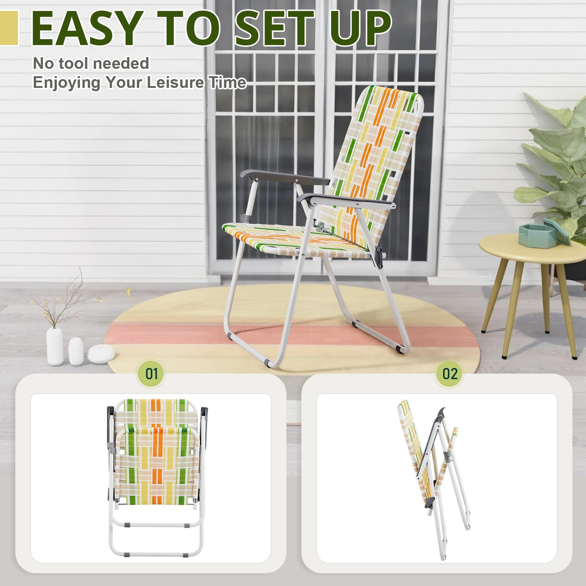 Set of 2 Webbed Folding Beach Chairs O728914