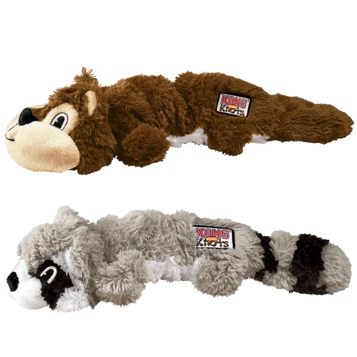 2 Pack Stuffing-Free Plush Dog Toy with Knotted Ropes & Squeaker A3110