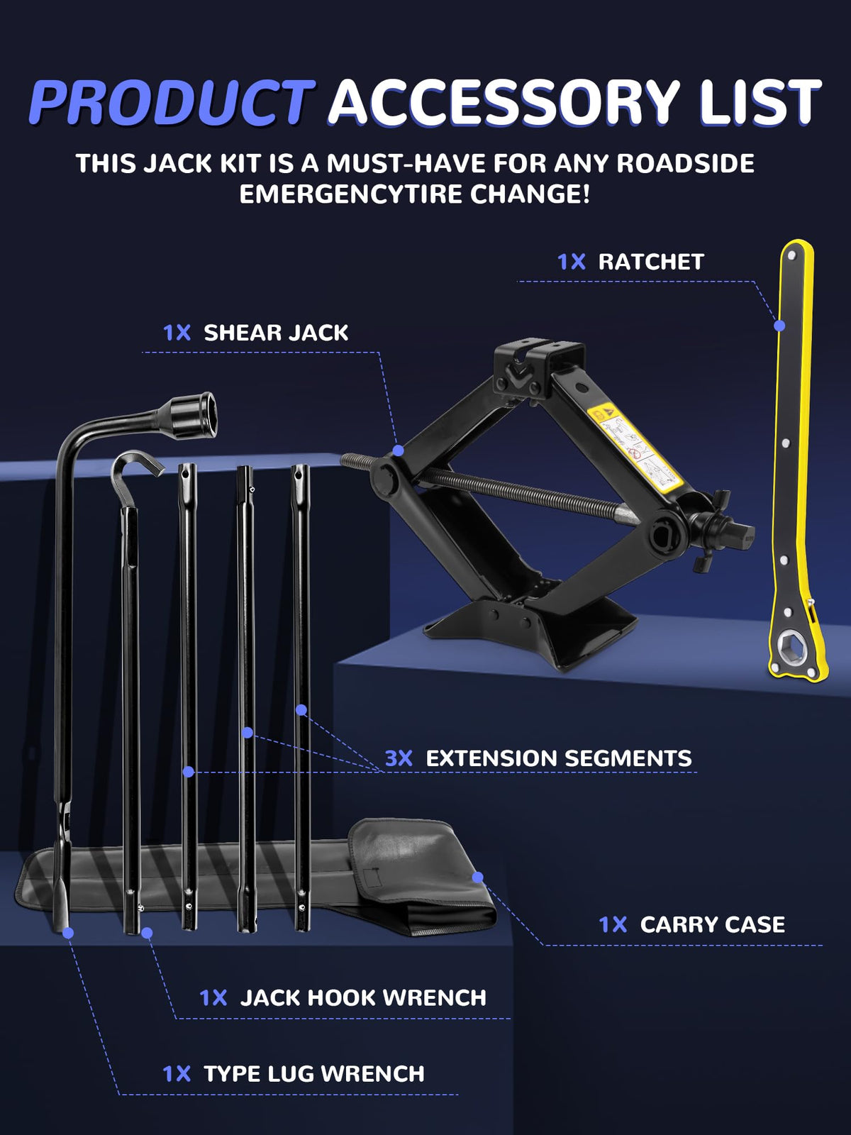 Spare Tire Jack Tool Kit with Ratchet Wrench A33843