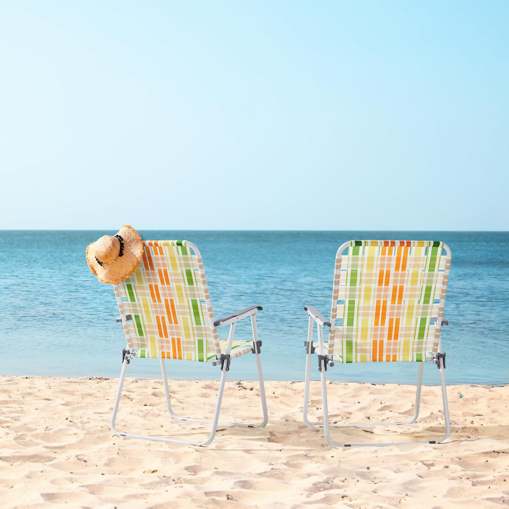 Set of 2 Webbed Folding Beach Chairs O728914
