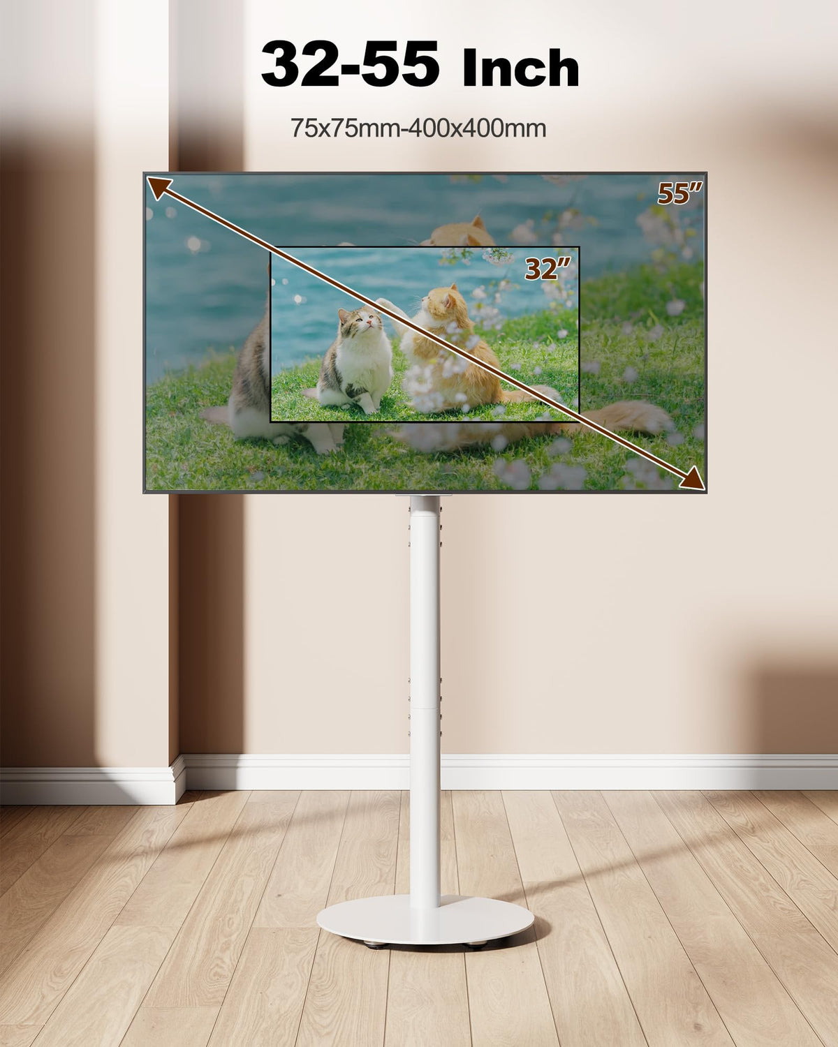 White Rolling TV Stand for 32-55 Inch TVs R793998