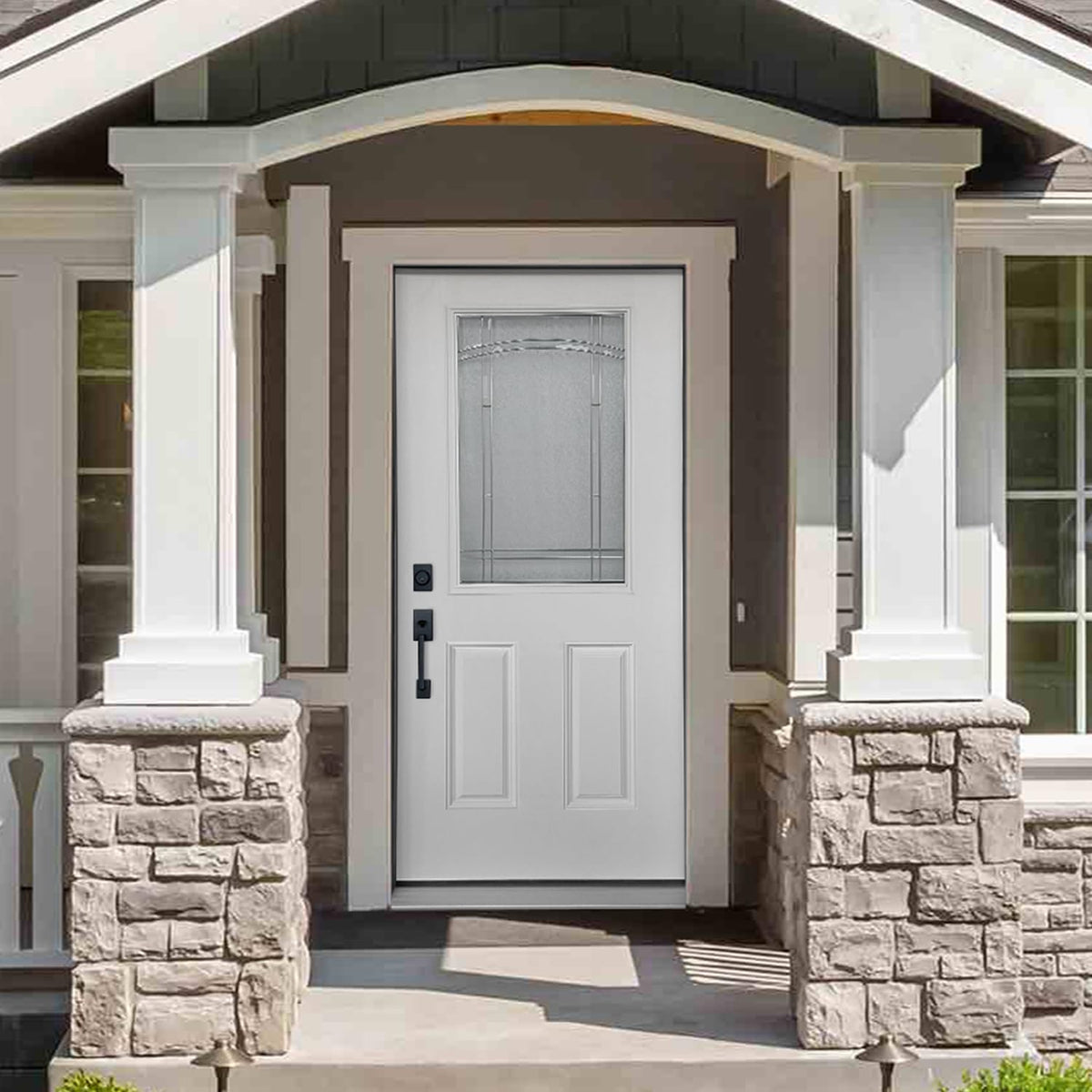 White Fiberglass Prehung 36" x 80" Entry Door H7793