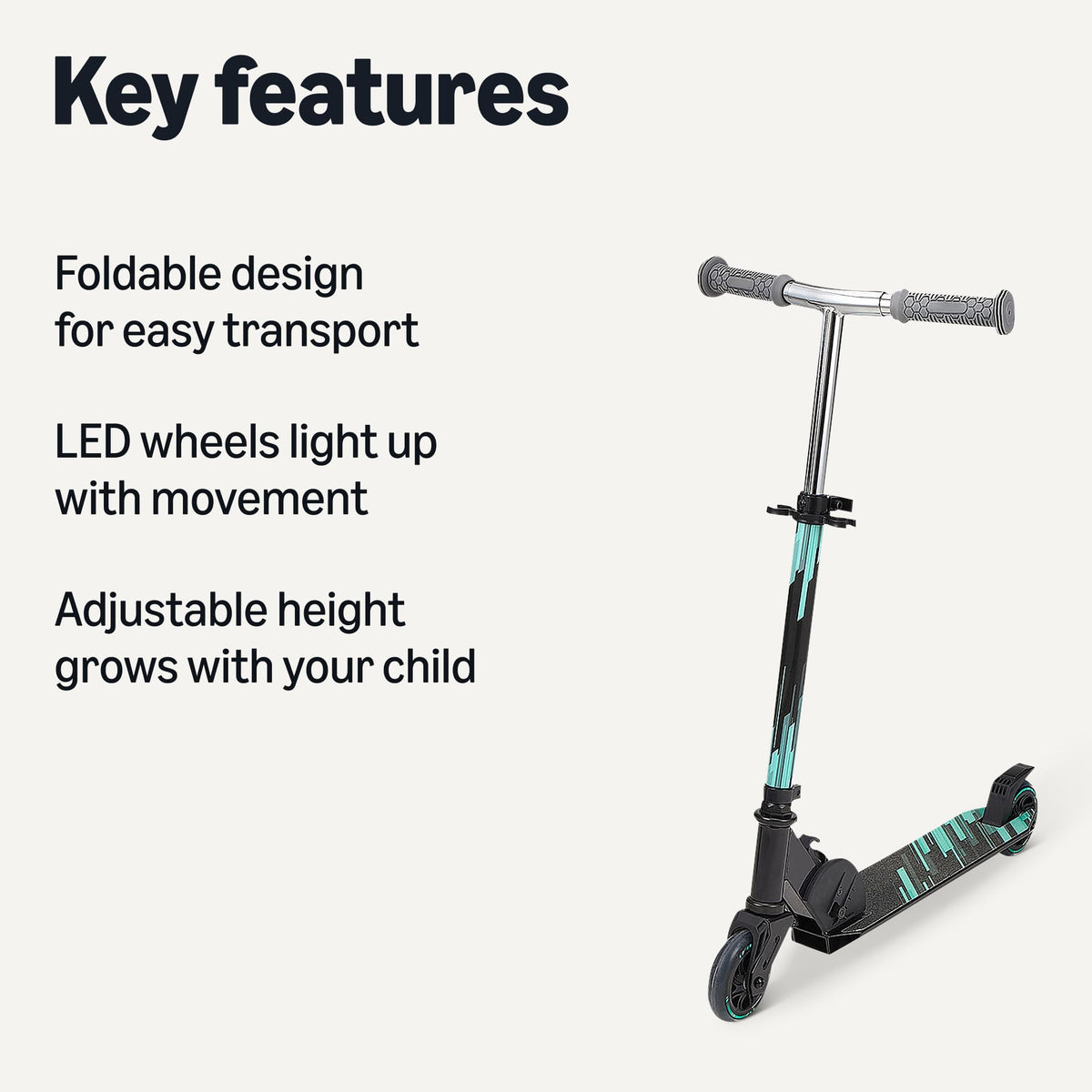 Foldable Light Up Wheels Adjustable Handlebar Aluminum Kids Kick Scooter G9629