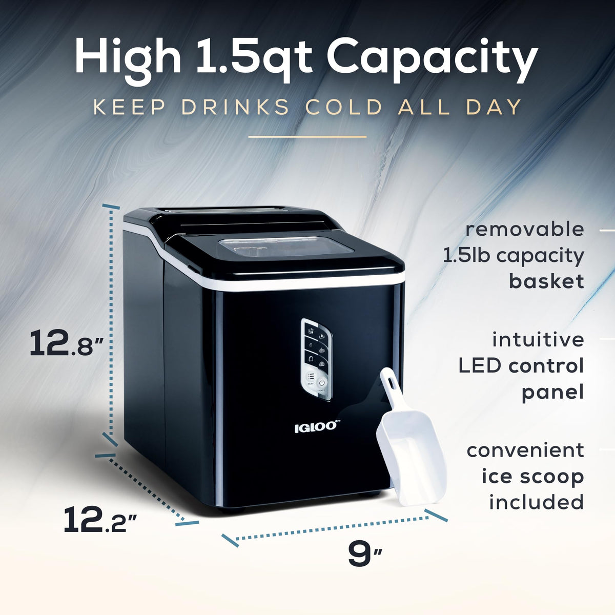 Portable Ice Maker with Scoop and LED Control Panel R76529