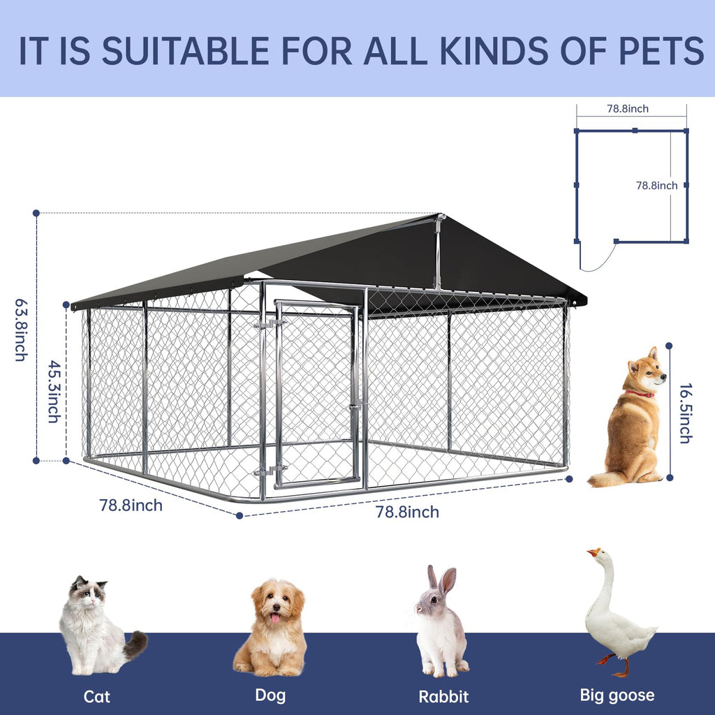 78"x 78" Heavy Duty Steel Dog Kennel Q829